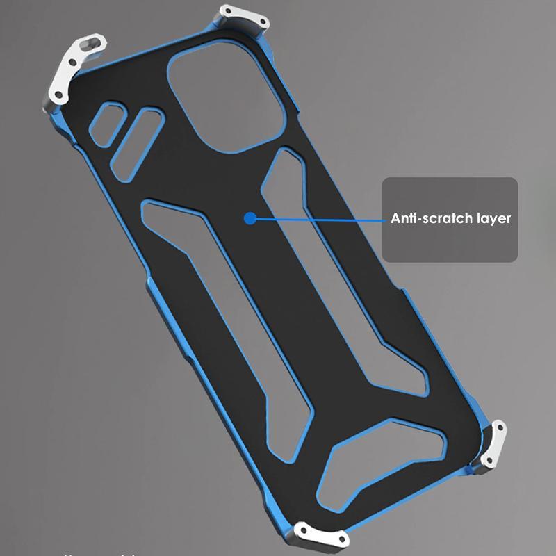 I-phone 11, 12, 13, 14, 15 Aluminium Frame Metallic Case