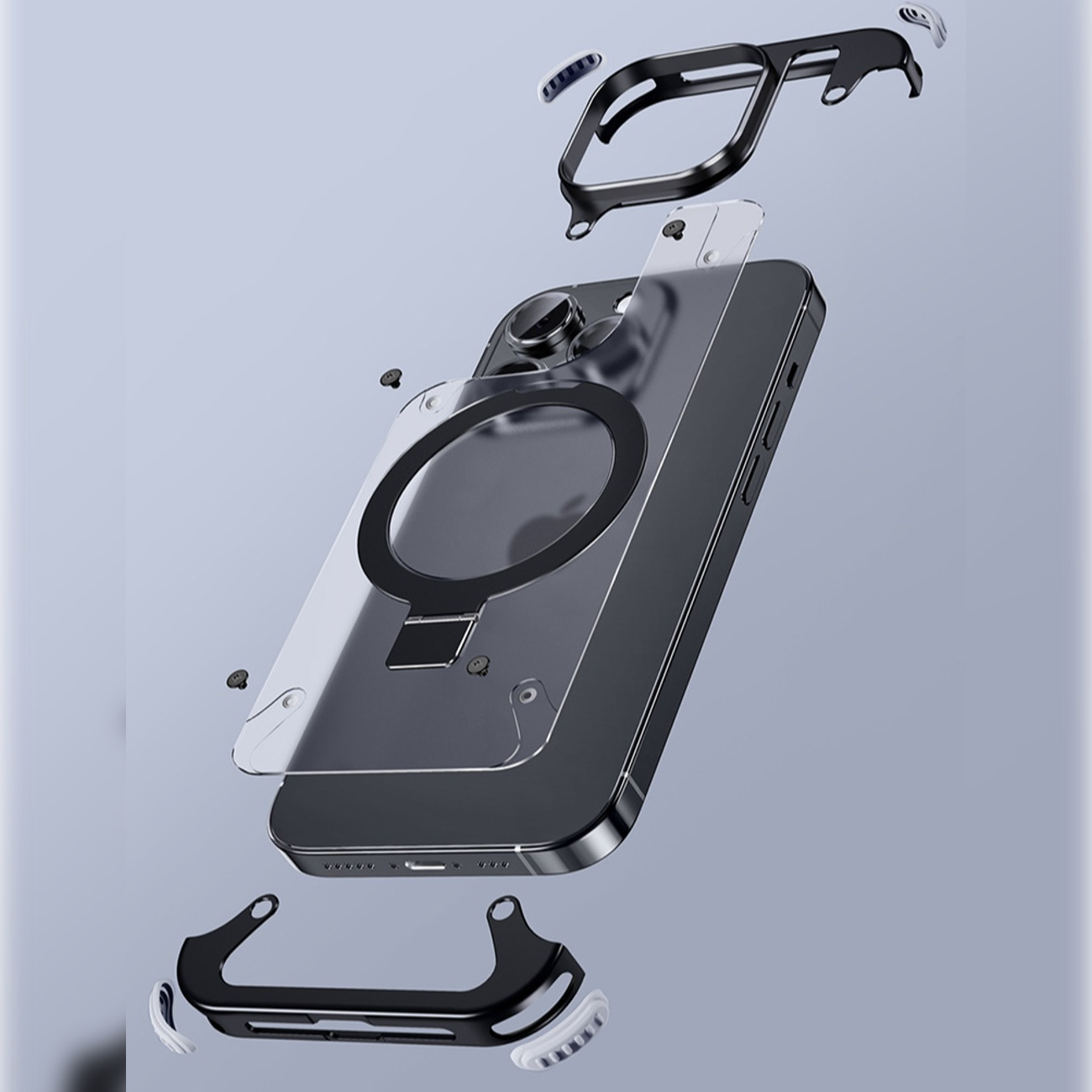 Frosted Anti-Fall Magsafe Ring Stand Case - iPhone 11, 12, 13, 14, 15 Series