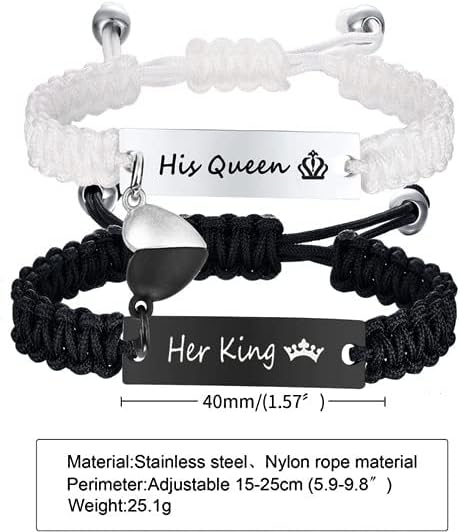 Dacida Matching Couples Bracelets for Women Men Long Distance Bracelets for Couples His Hers Bracelets Relationship Bracelets Anniversary Christmas Birthday Gifts