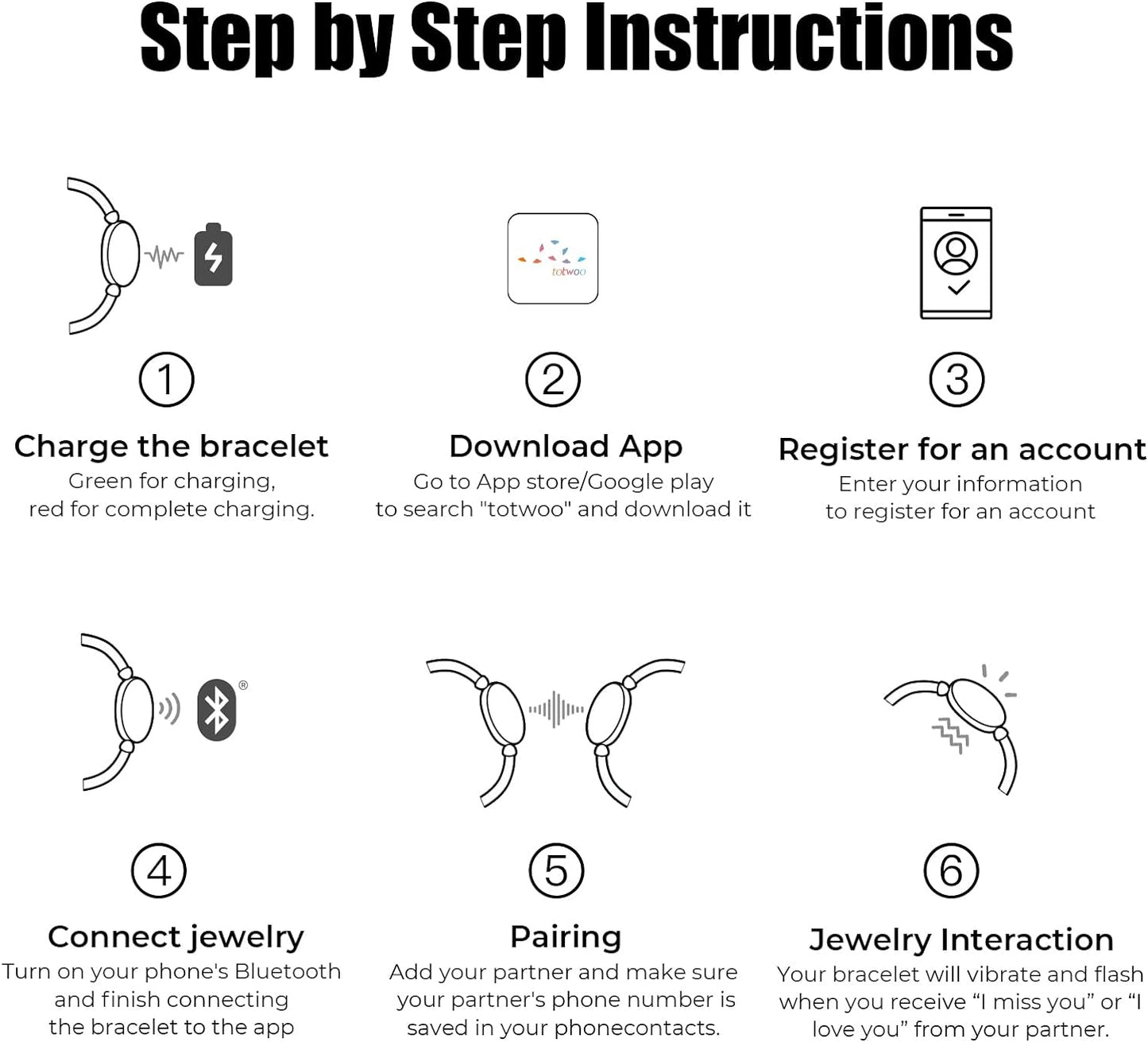 Dacida Long Distance Touch Bracelets for Couples, Vibration & Light up for Love Couples Bracelets | Long Distance Relationship Gifts for Girlfriend Bluetooth Pairing Jewelry