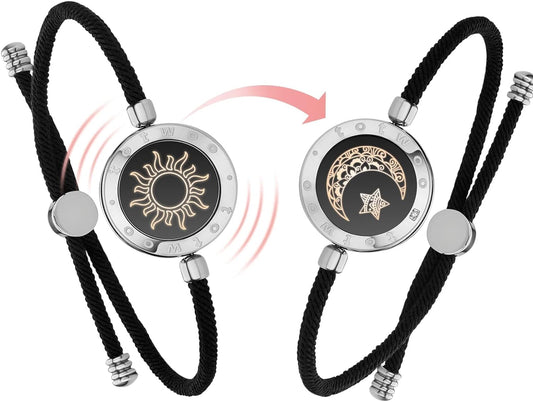 Dacida Long Distance Touch Bracelets for Couples, Vibration & Light up for Love Couples Bracelets | Long Distance Relationship Gifts for Girlfriend Bluetooth Pairing Jewelry