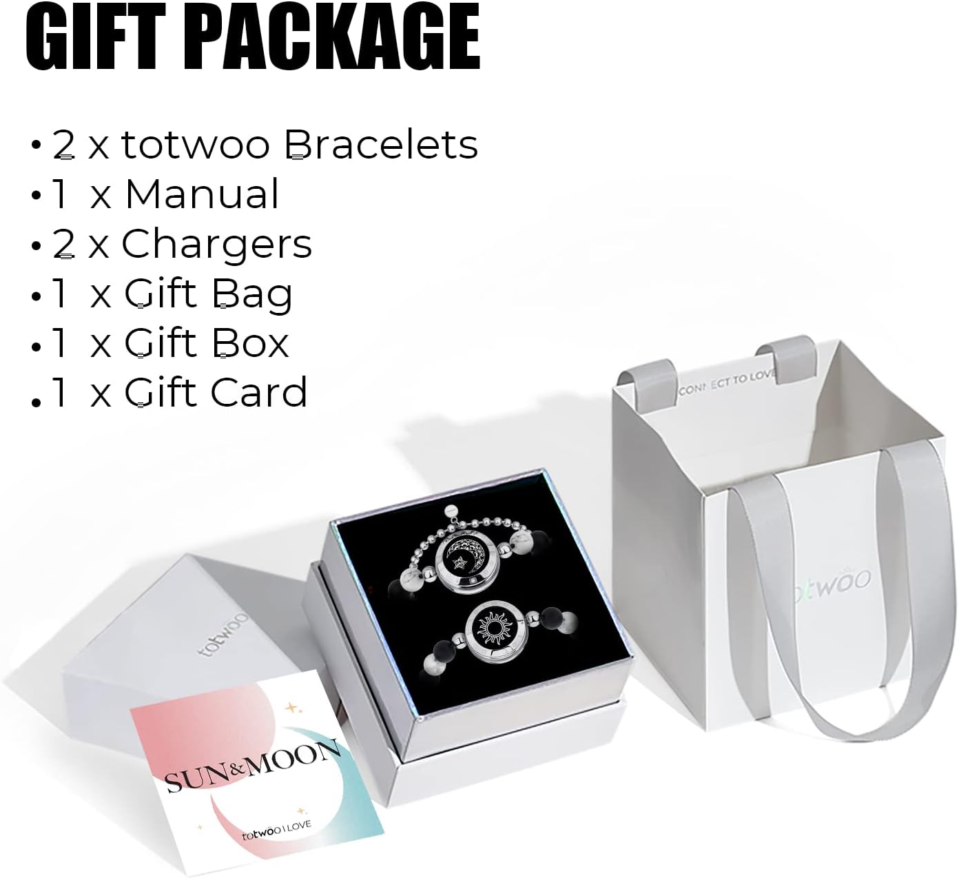 Dacida Couple Bracelet Couple Gifts Partner Bracelets with Touch Long Distance Relationship Gift for Long Distances Couple Love Gifts Vibration & Light Up Bluetooth Pairing Jewellery, Sun and Moon