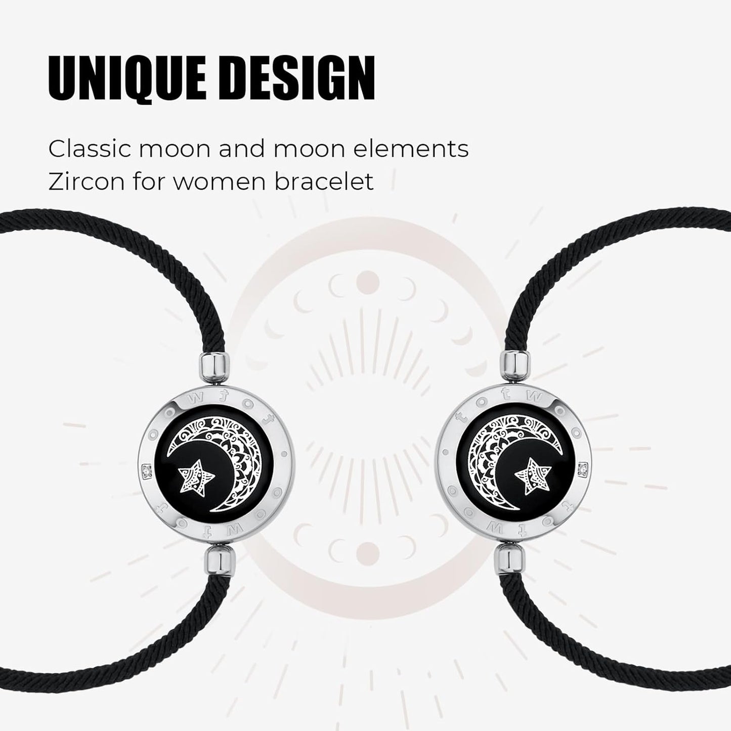 Dacida Long Distance Touch Bracelets for Couples, Vibration & Light up for Love Couples Bracelets | Long Distance Relationship Gifts for Girlfriend Bluetooth Pairing Jewelry