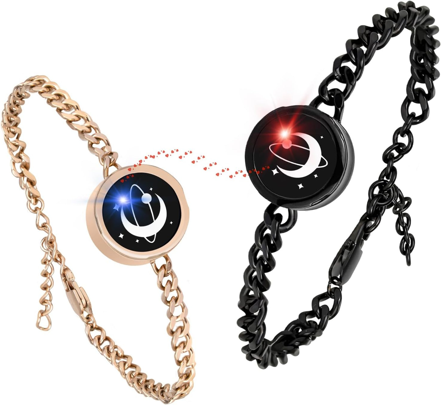 Dacida Long Distance Touch Bracelets,Couples Bracelets, Remote Smart Matching Couples Bracelet for Couples Suitable for Long Distance Relationship Girlfriend Boyfriend Passing on Love and Miss Gifts