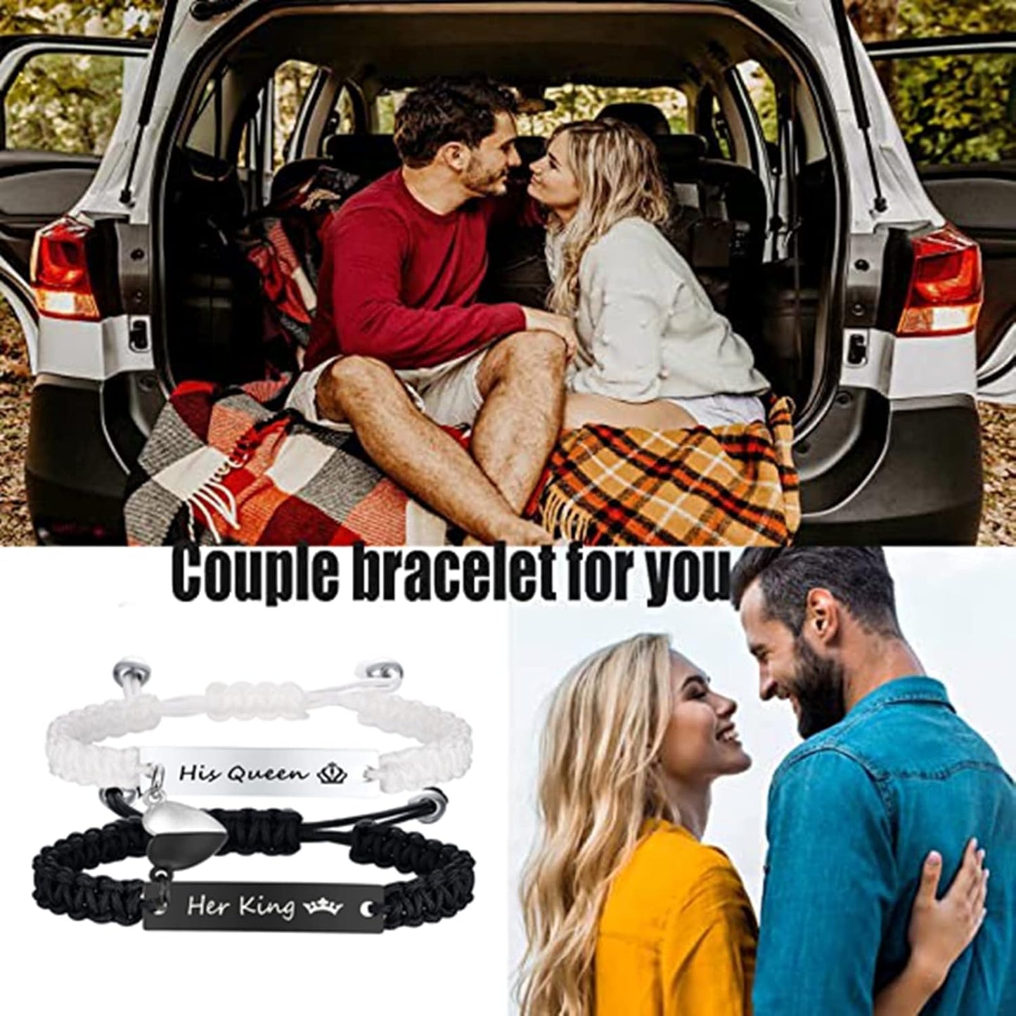 Dacida Matching Couples Bracelets for Women Men Long Distance Bracelets for Couples His Hers Bracelets Relationship Bracelets Anniversary Christmas Birthday Gifts