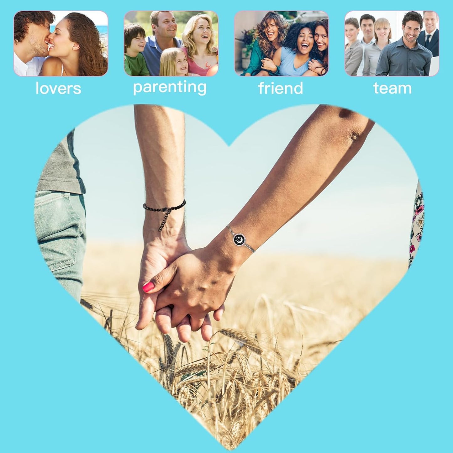 Dacida Long Distance Touch Bracelets,Couples Bracelets, Remote Smart Matching Couples Bracelet for Couples Suitable for Long Distance Relationship Girlfriend Boyfriend Passing on Love and Miss Gifts