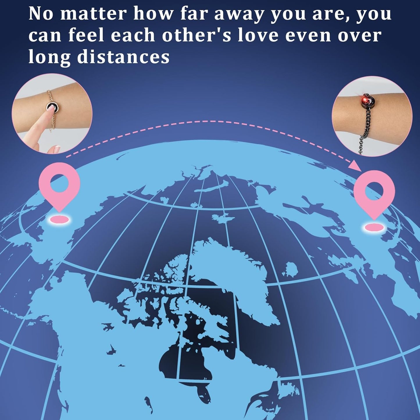 Dacida Long Distance Touch Bracelets,Couples Bracelets, Remote Smart Matching Couples Bracelet for Couples Suitable for Long Distance Relationship Girlfriend Boyfriend Passing on Love and Miss Gifts