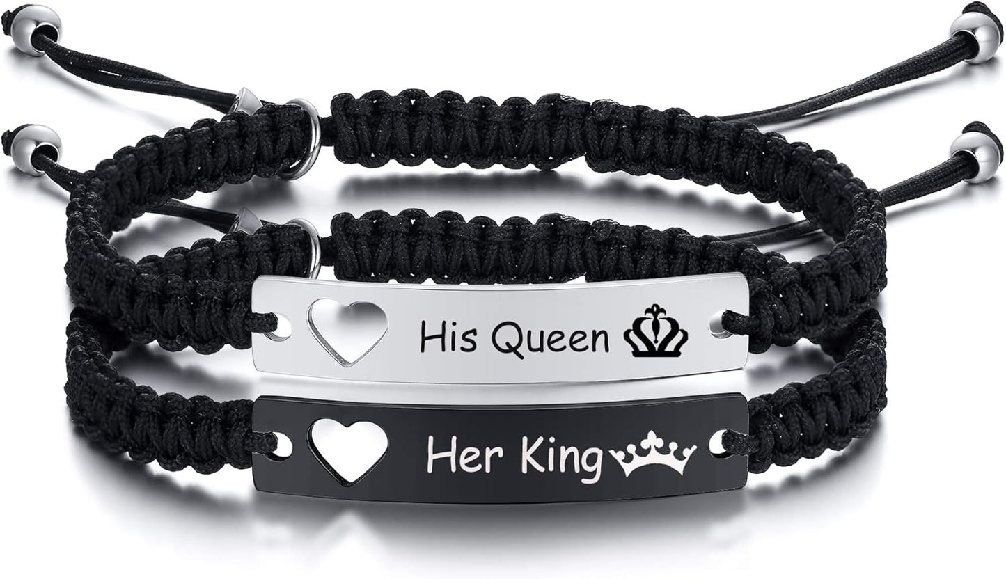 Dacida Matching Couples Bracelets for Women Men Long Distance Bracelets for Couples His Hers Bracelets Relationship Bracelets Anniversary Christmas Birthday Gifts