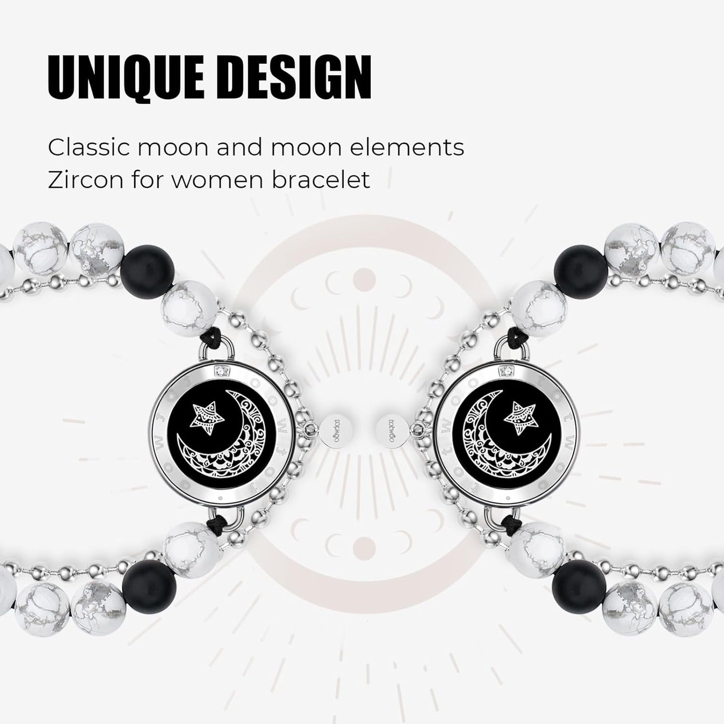 Dacida Long Distance Touch Bracelets for Couples, Vibration & Light up for Love Couples Bracelets | Long Distance Relationship Gifts for Girlfriend Bluetooth Pairing Jewelry