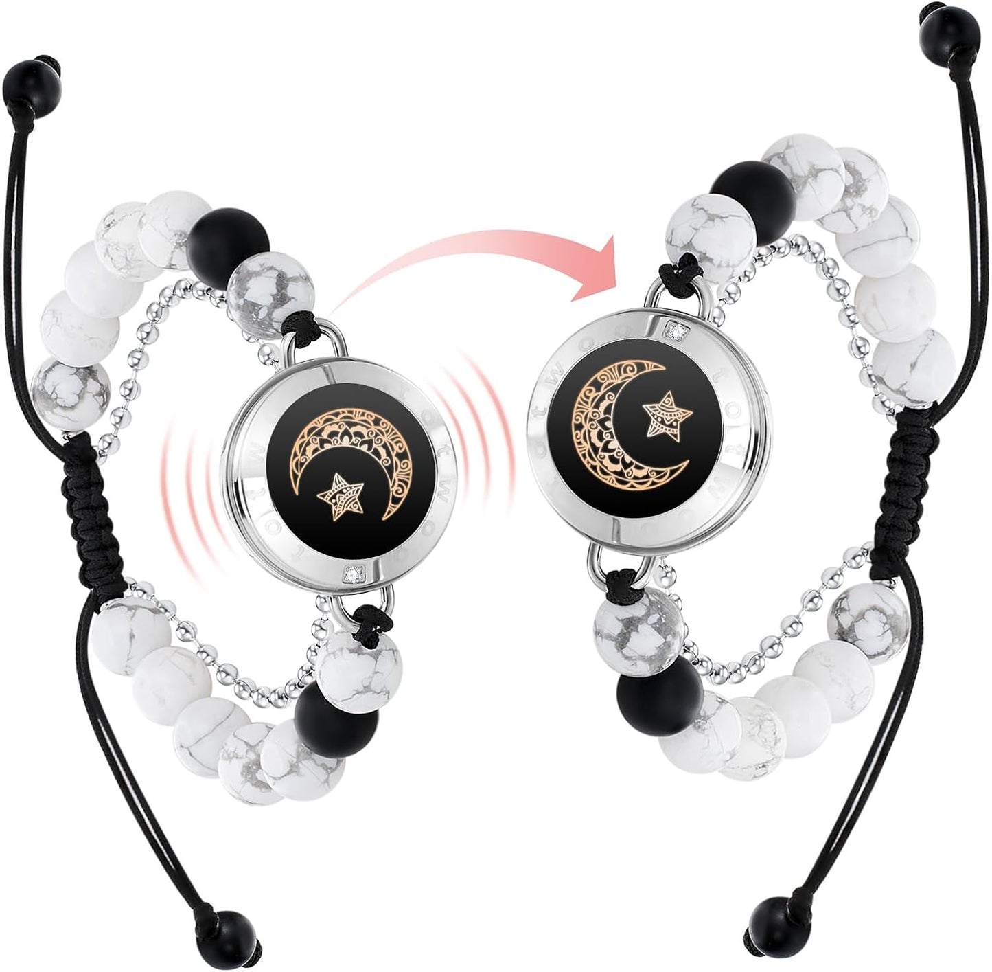 Dacida Long Distance Touch Bracelets for Couples, Vibration & Light up for Love Couples Bracelets | Long Distance Relationship Gifts for Girlfriend Bluetooth Pairing Jewelry