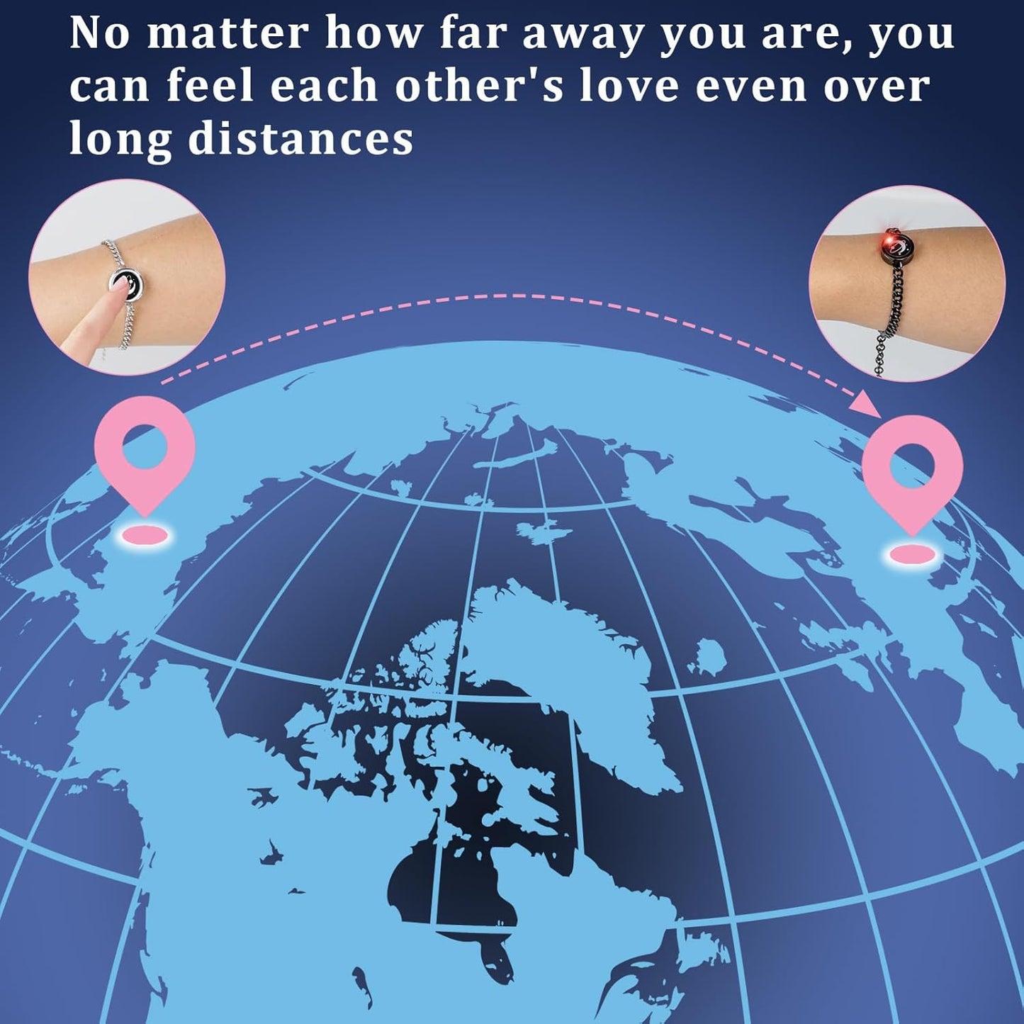Dacida Long Distance Touch Bracelets,Couples Bracelets, Remote Smart Matching Couples Bracelet for Couples Suitable for Long Distance Relationship Girlfriend Boyfriend Passing on Love and Miss Gifts