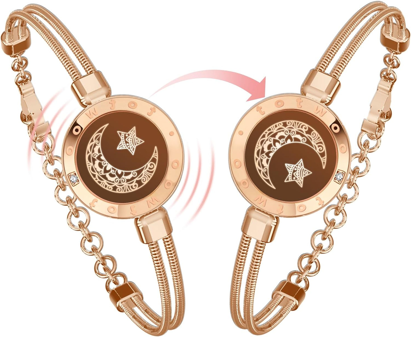 Dacida Long Distance Touch Bracelets for Couples, Vibration & Light up for Love Couples Bracelets | Long Distance Relationship Gifts for Girlfriend Bluetooth Pairing Jewelry