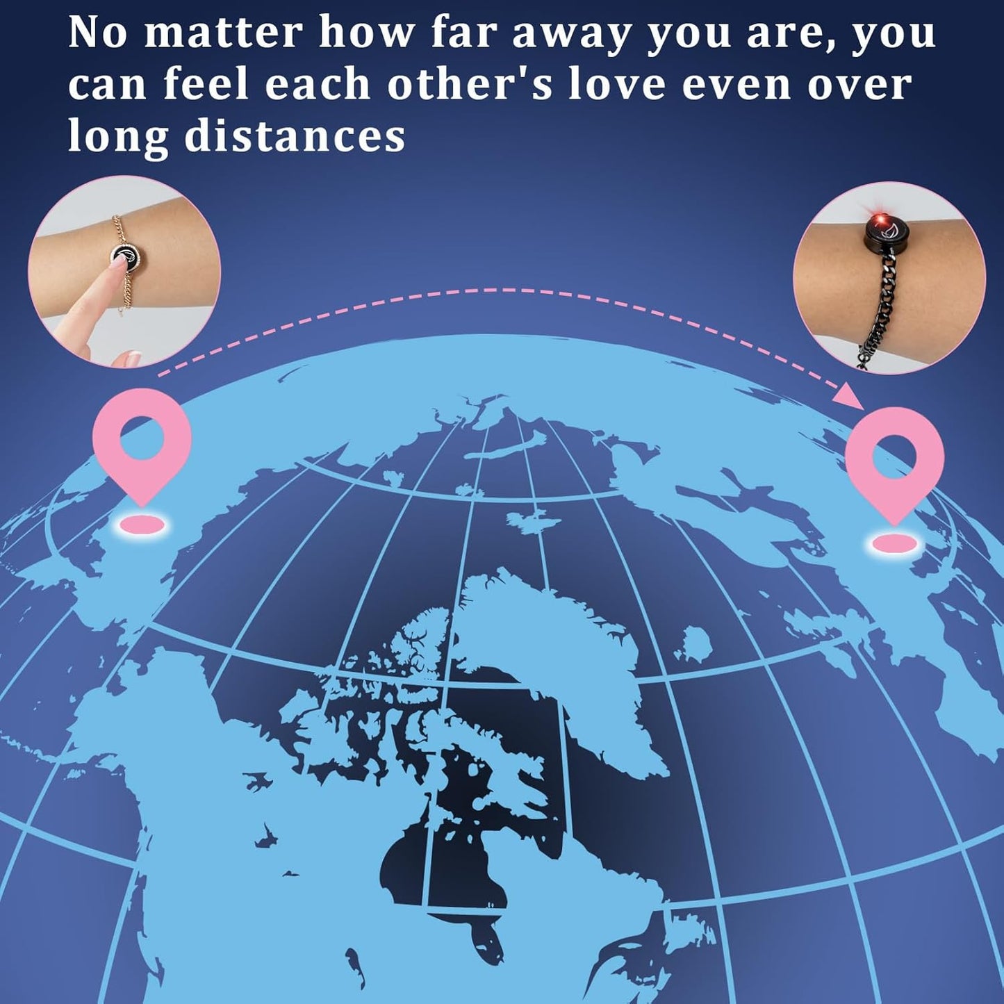 Dacida Long Distance Touch Bracelets,Couples Bracelets, Remote Smart Matching Couples Bracelet for Couples Suitable for Long Distance Relationship Girlfriend Boyfriend Passing on Love and Miss Gifts