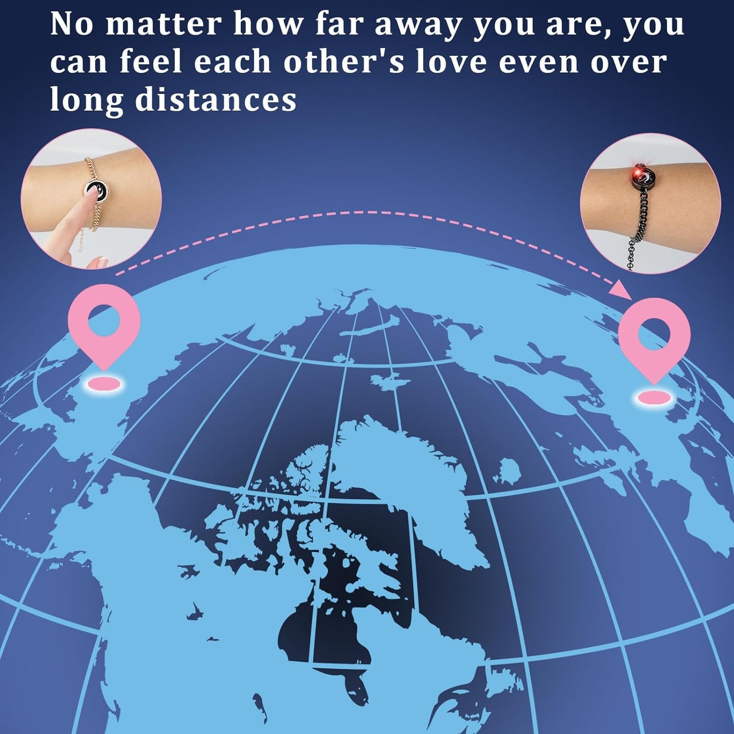 Dacida Long Distance Touch Bracelets,Couples Bracelets, Remote Smart Matching Couples Bracelet for Couples Suitable for Long Distance Relationship Girlfriend Boyfriend Passing on Love and Miss Gifts