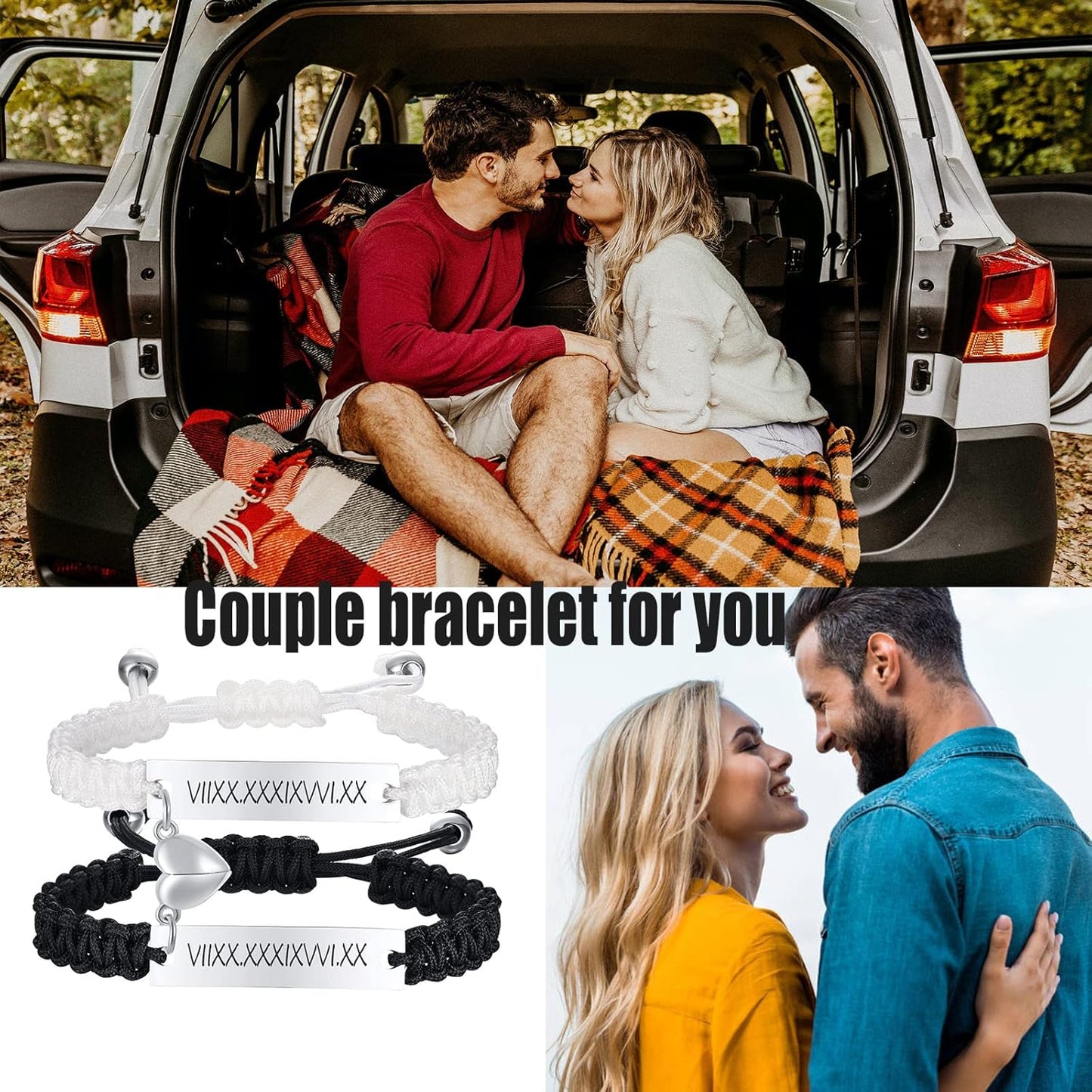 Dacida Matching Couples Bracelets for Women Men Long Distance Bracelets for Couples His Hers Bracelets Relationship Bracelets Anniversary Christmas Birthday Gifts