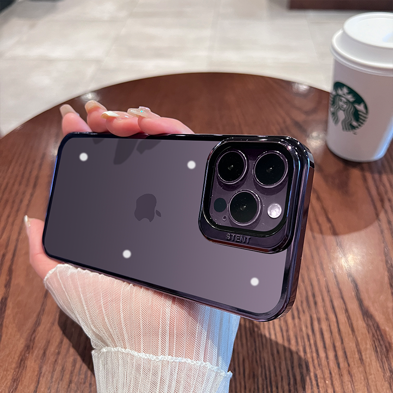 Suitable For Apple 14promax Mobile Phone Case IPhone14pro New I Lens All-inclusive 13pro Anti-fall 14 Electroplating Plus High-end Female 14pm Niche Creative Ip12 Bracket Transparent Cover