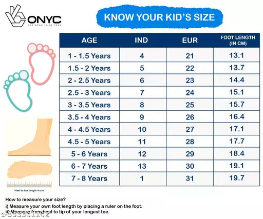 size-chart kids flip-flops