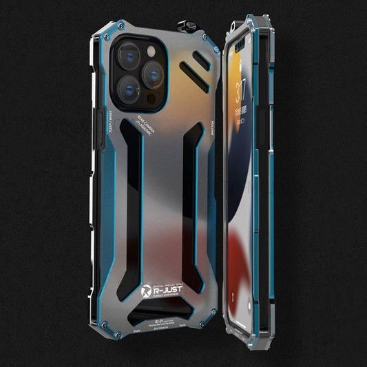 I-phone 11, 12, 13, 14, 15 Aluminium Frame Metallic Case