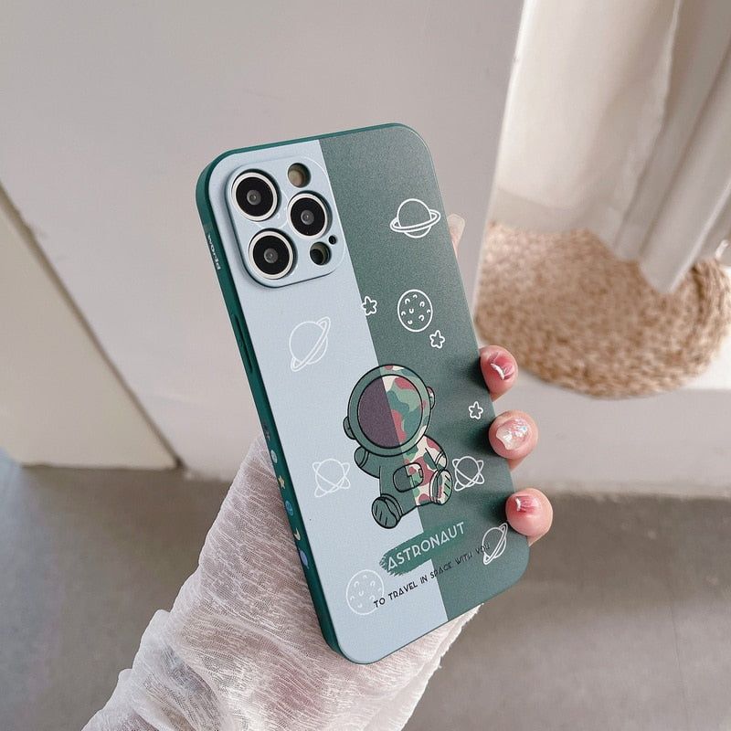 Bumper Print Space Soft Cute Phone Cases for iPhone 6 6s 7 8 Plus X Xs XR 11 12 13 Pro Max