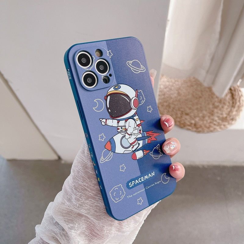 Bumper Print Space Soft Cute Phone Cases for iPhone 6 6s 7 8 Plus X Xs XR 11 12 13 Pro Max