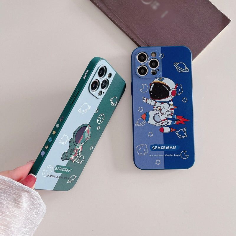 Bumper Print Space Soft Cute Phone Cases for iPhone 6 6s 7 8 Plus X Xs XR 11 12 13 Pro Max