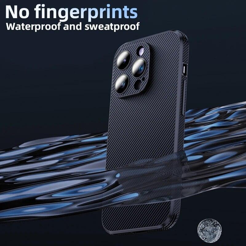 Carbon Fiber Texture Cute Leather Phone Case for iPhone 11/12/13/14 Pro Max