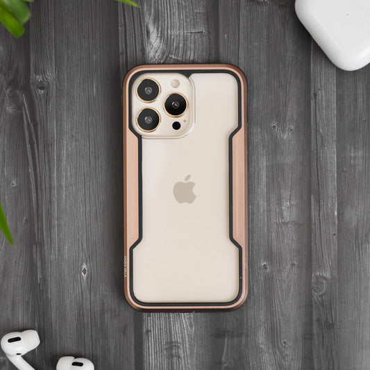 iPhone 11, 12, 13, 14, 15 Series Case - Gold Defence Shield Metal Cover | Military Grade Protection