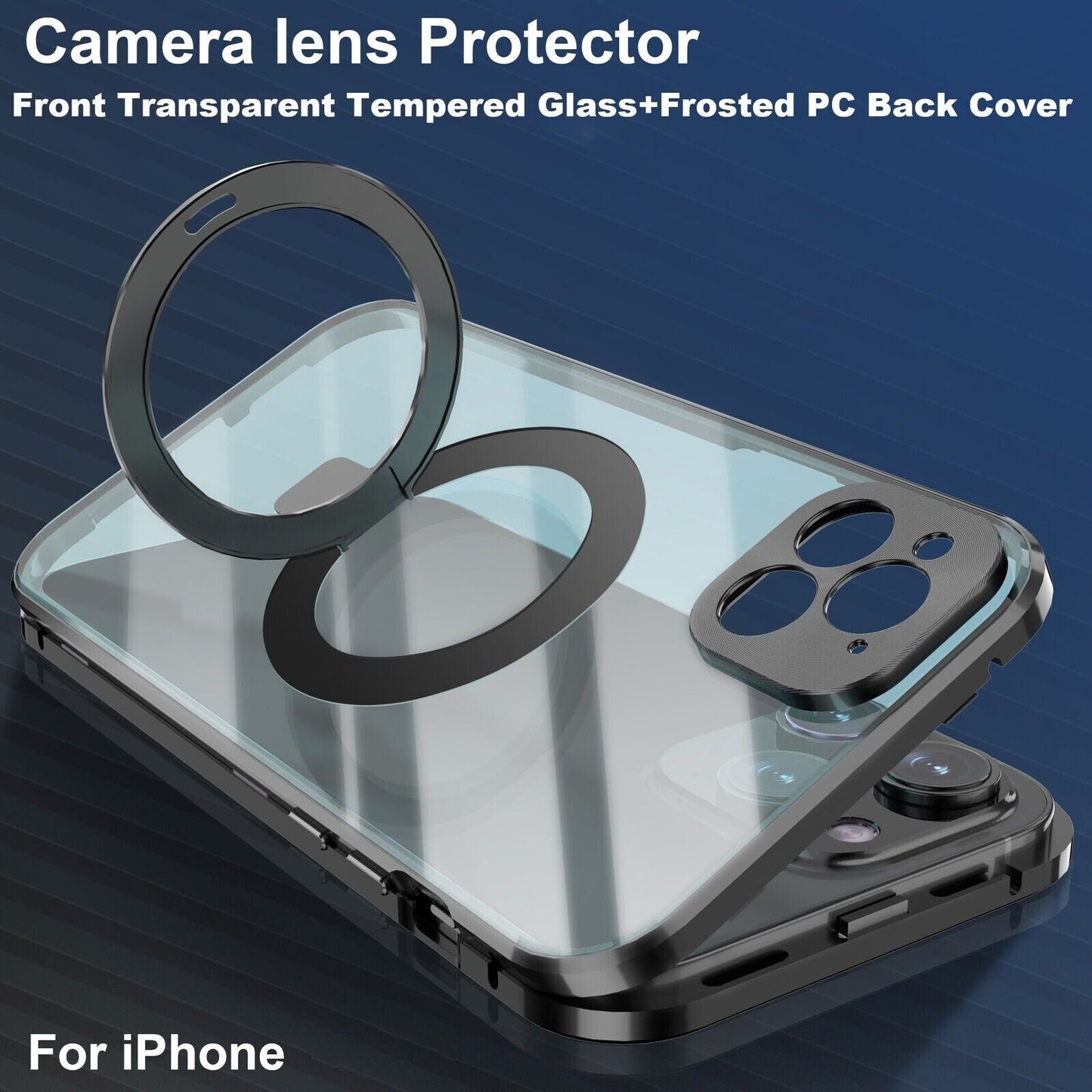 iPhone Metal Cover : [Front Screen Guard + Back Case] Magnetic Lock with MagSafe Stand