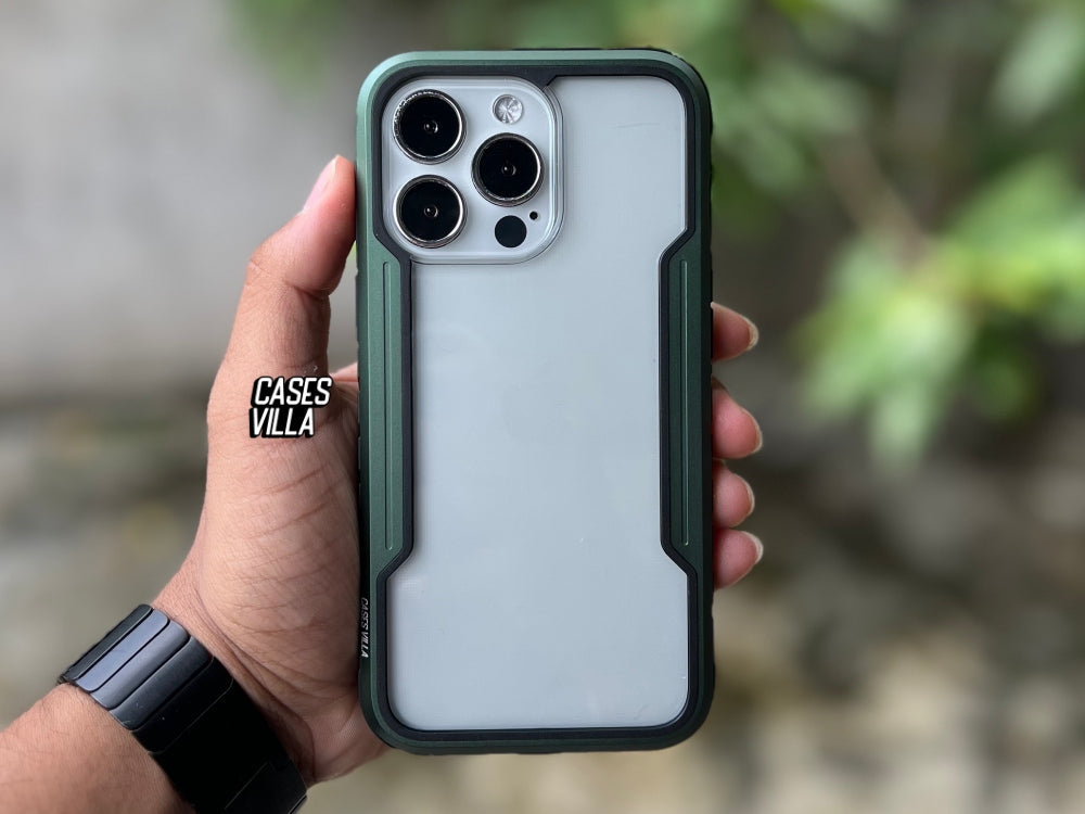 iPhone 11, 12, 13, 14, 15 Case - Alpine Green Defence Shield Metal Cover | Military Grade Protection