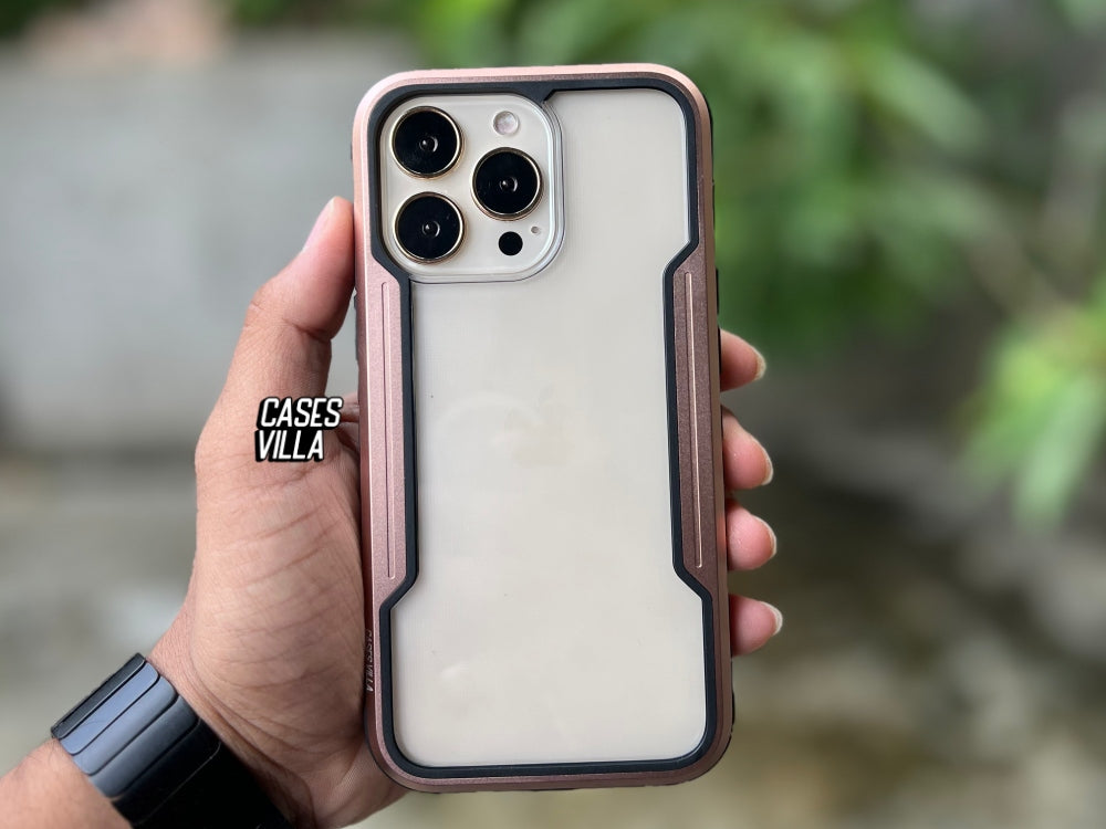 iPhone 11, 12, 13, 14, 15 Series Case - Gold Defence Shield Metal Cover | Military Grade Protection